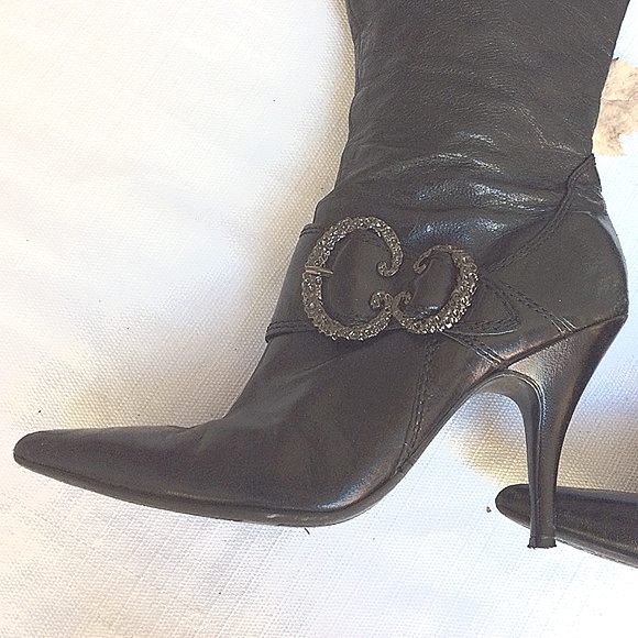 Vintage 90s Nine West Sexy Black Leather Boot - Picture 3 of 6
